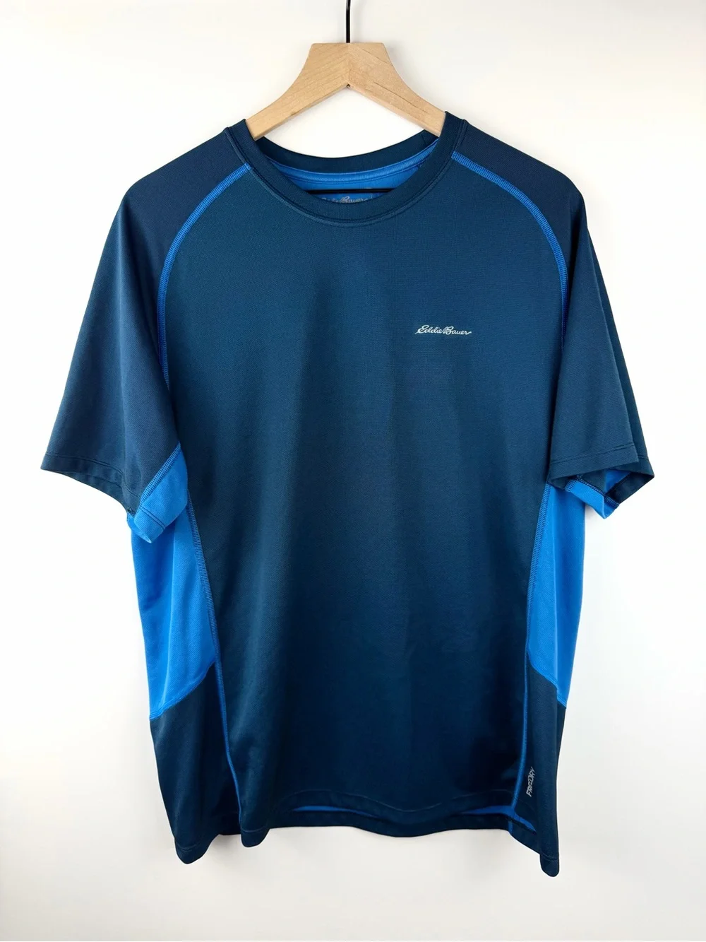 Eddie Bauer Men Athletic Shirt L Blue Moisture Wicking Free Dry Performance